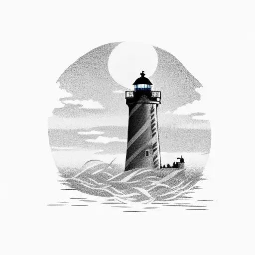 Silhouette Of A Man Against The Backdrop Of A Lighthouse Shrouded In Vines And Roses