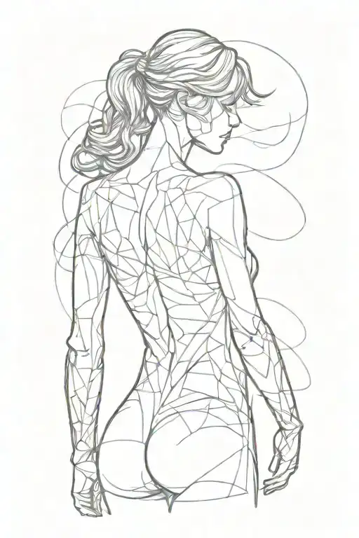 Faceless Slim Woman Silhouette Sensual Flexing