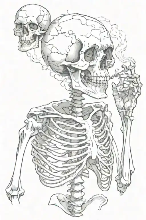 Crappy Skeleton Smoking Cigarette