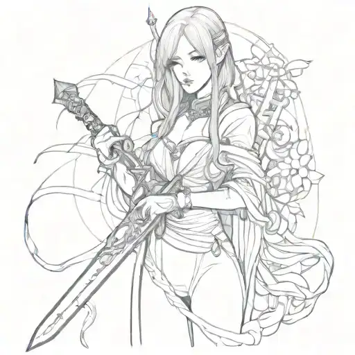 Beatiful Gothic Women Self Love Freedom Sword