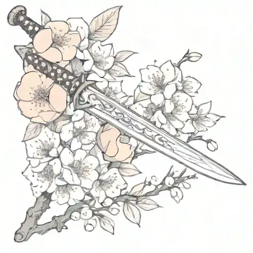 A Sword With Peach Blossoms And Juneberries