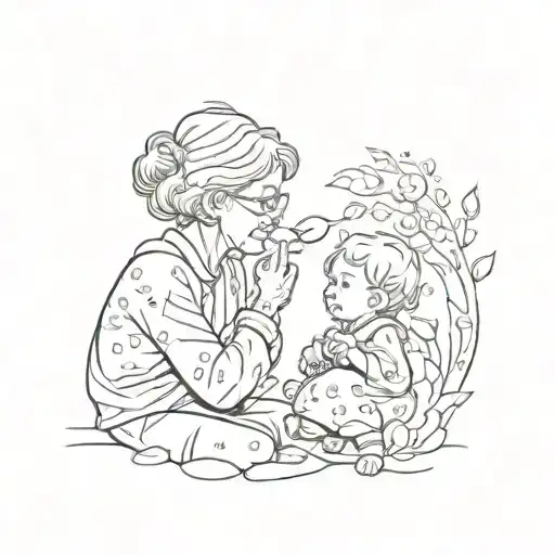 Kid And Grandma Silhouette