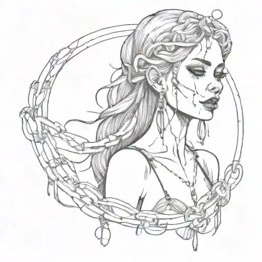 Beatiful Gothic Women Self Love Freedom Chain Wrapped