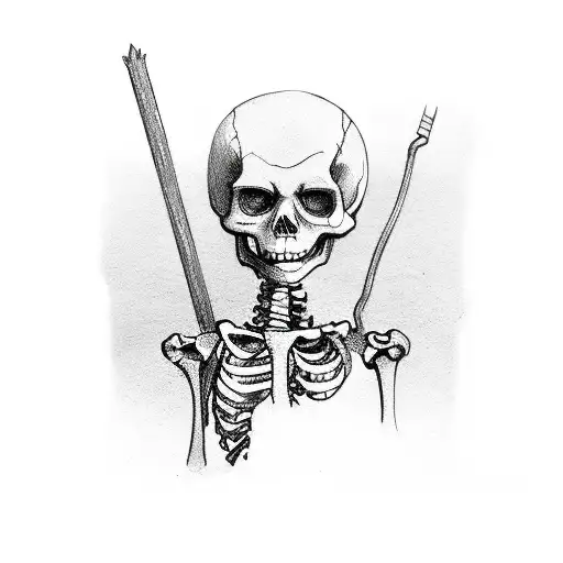 Skeleton Digs A Hole With A Shovel