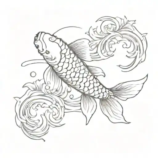 Koi Fish Swimming Peacefully Japanese Style