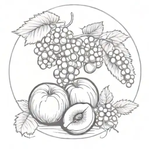 Grapes And Peaches In Circle