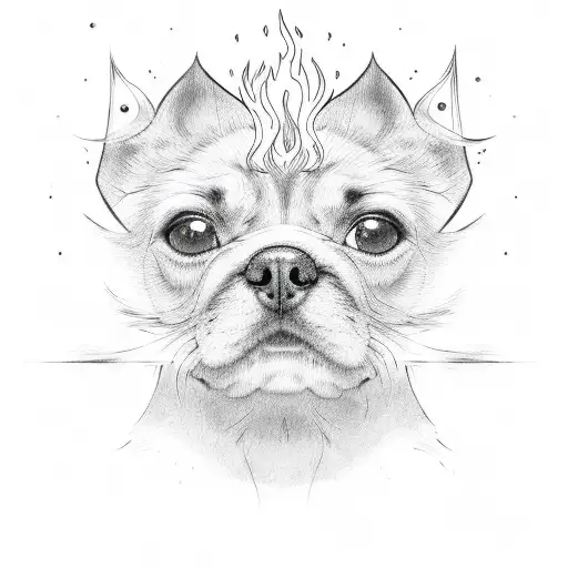 Dog Paw Star And Flame