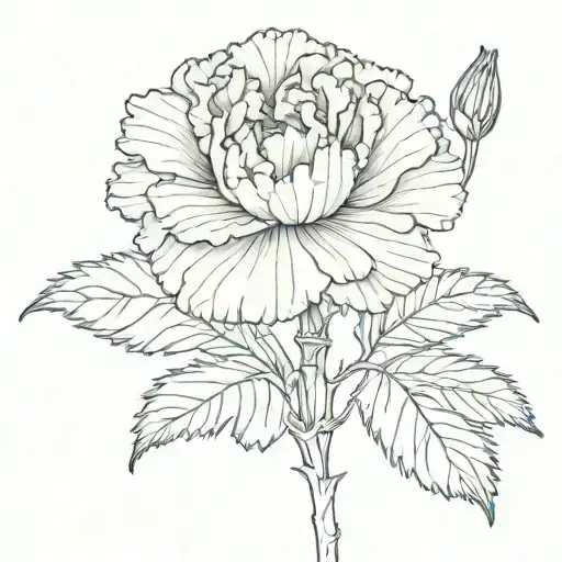 Carnation Flower With September Birth Month Flower On A Stem And Make It A Little Smaller