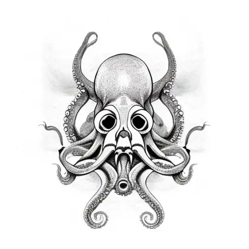 Octopus Tattoo With Skull On Head