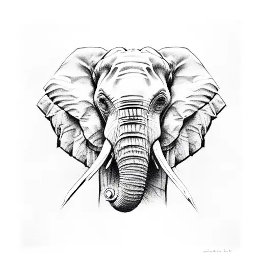 Elephant Head With Sad Look