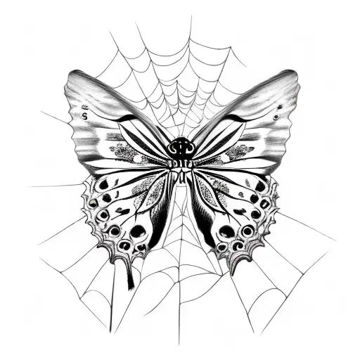 Live Fast Die Young With A Butterfly In A Spider Web