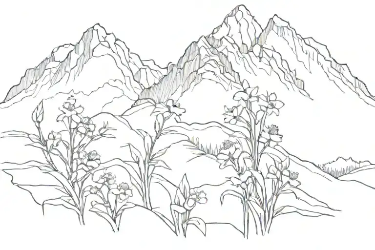 Small Flowers Coming Up A Mountain Range