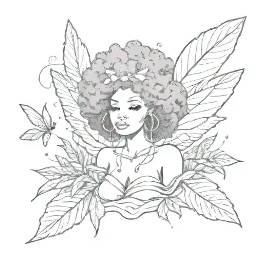 Afro Fairy With Marijuana Flying