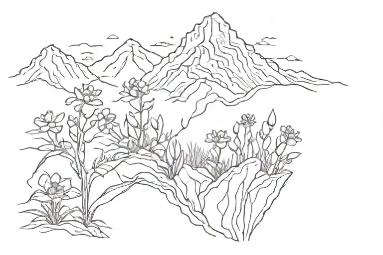 Small Simple Flowers Sprouting Out Of Mountain