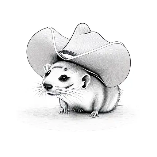 Ferret Wearing Foam Cowboy Hat