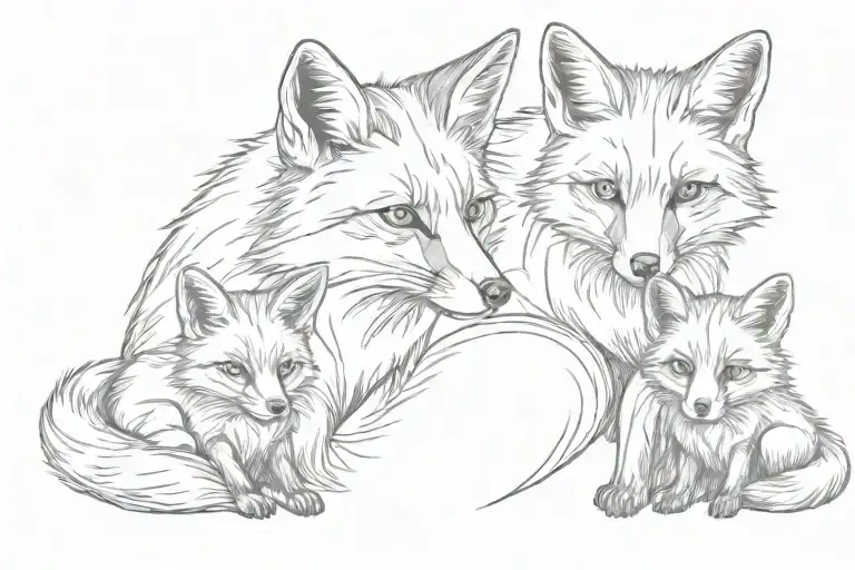 Fox With Two Fox Babys