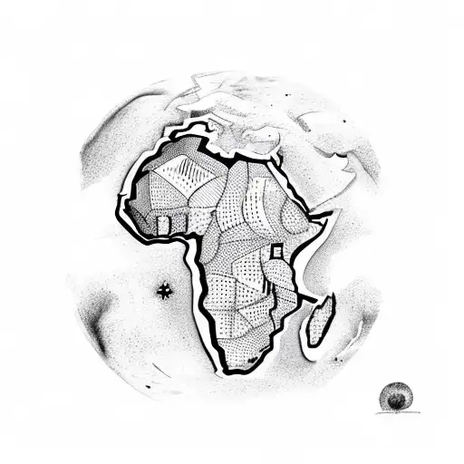 African Continent Outline With Southern Cross Inside