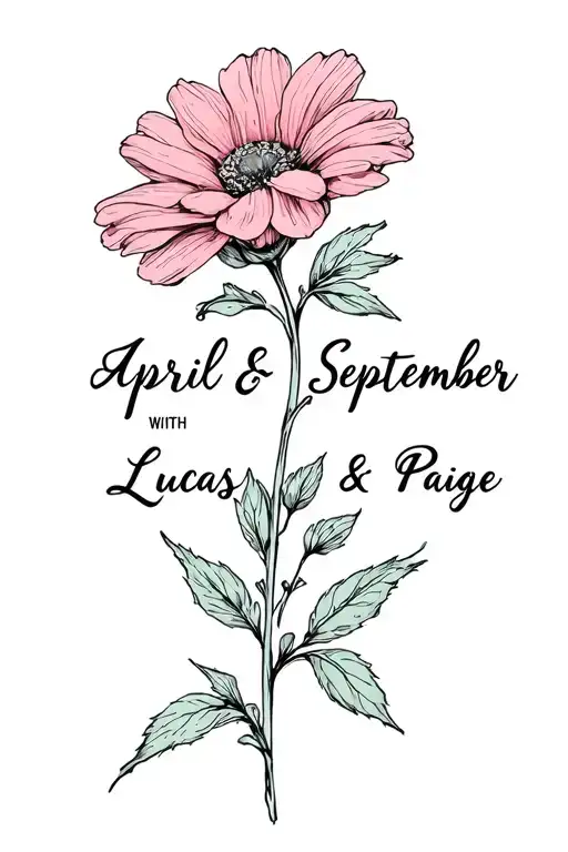 April And September Birth Flowers With Lucas And Paige Written In Stem