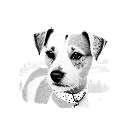 A Pixelated Jack Russell Terrier Surrounded By Lush Forest Scenery