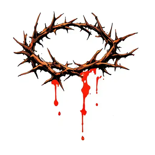 Crown Of Thorns In Blood With Soft Thorns Coming