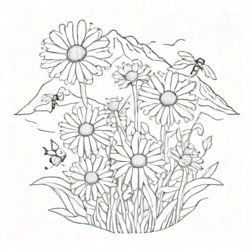 Wild Daisies Coming Up A Mountain