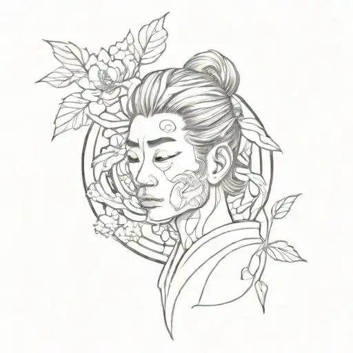 Incorporate Nature Motifs With Japanese Symbols And A Portrait Of Your Son