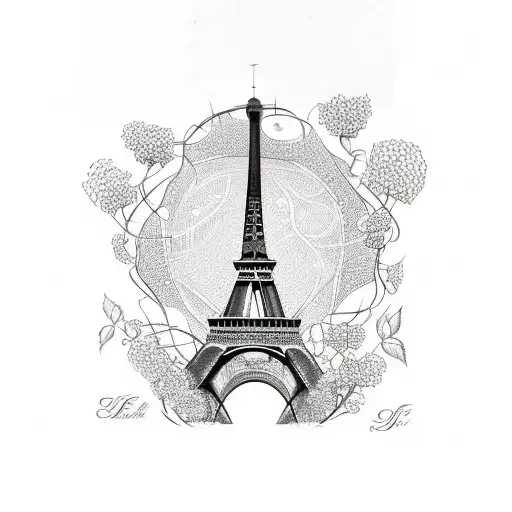 Eiffel Tower With Rose Vines