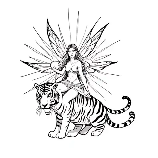Sun Ray Fairy Riding On Tigress