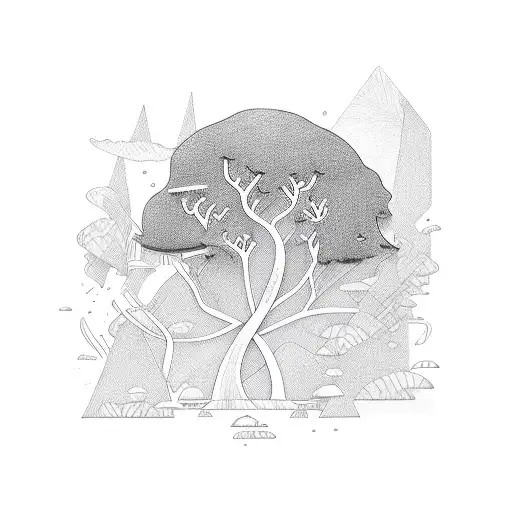 Anxiety And Adhd Awareness Ribbon Intertwined With A Calming Nature Scene