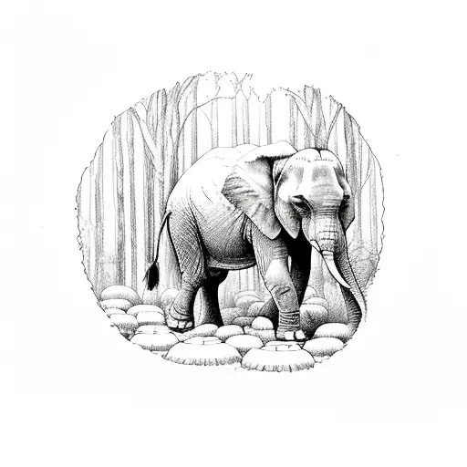 An Elephant Walking Through A Forest With Mushrooms Growing On Its Back