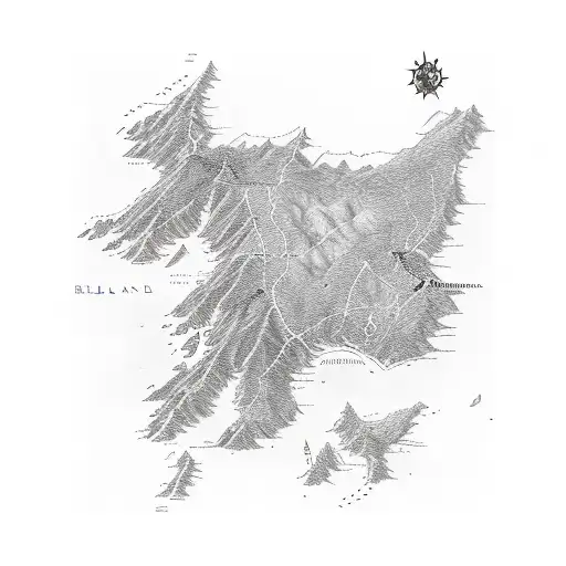 A Map Of Beleriand In Black And White