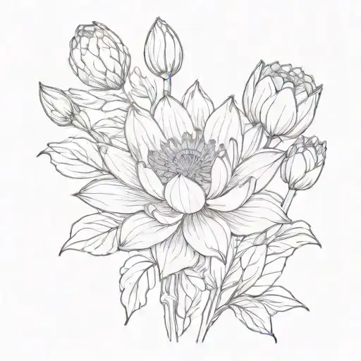 Chinese Lotus And Dutch Tulip Flower Bouquet