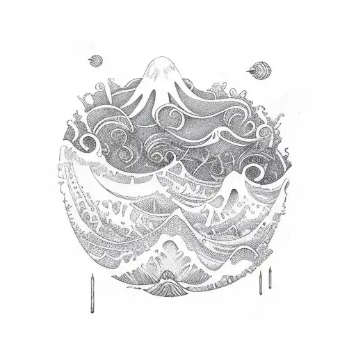 Ocean Waves Incorporating Elements Of Handmade Boho Style