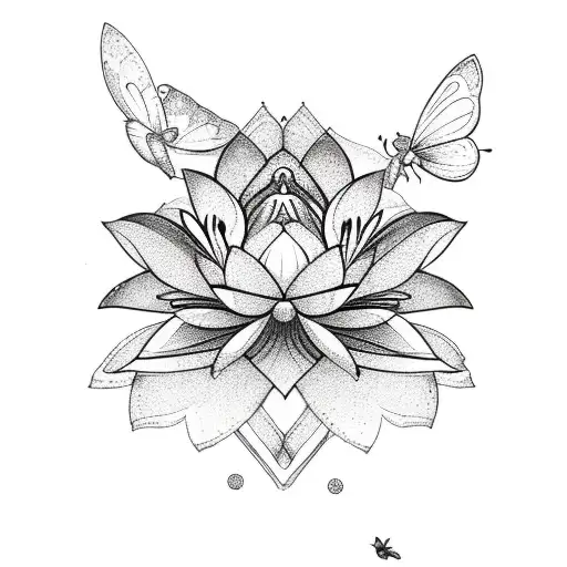 Lotus Flower With Fairy And Butterfly
