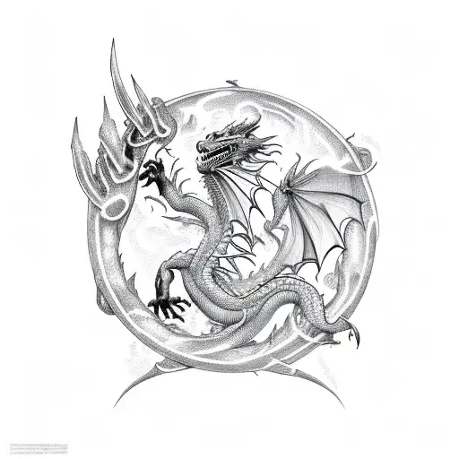 Dragon With Fire In Shape Of S