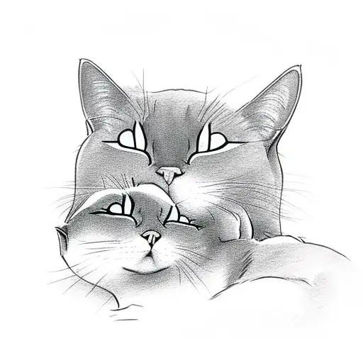 A Black Cat And A Gray Cat Sleeping Together