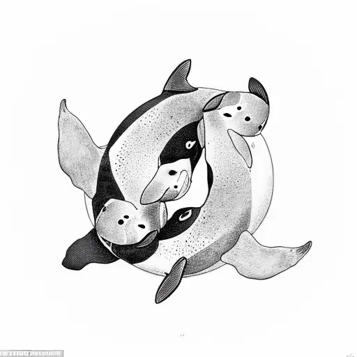 Yin And Yang But The White Is A Seal And The Black Is An Orca As Two Separate Animals