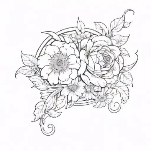 Aries And Daisy Flower Intertwined