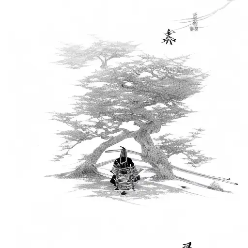 Samurai Sitting Under A Cherrytree