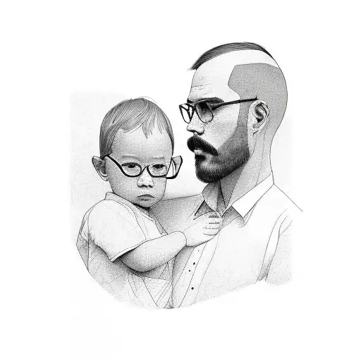 A Father With His Two Children On His Mind