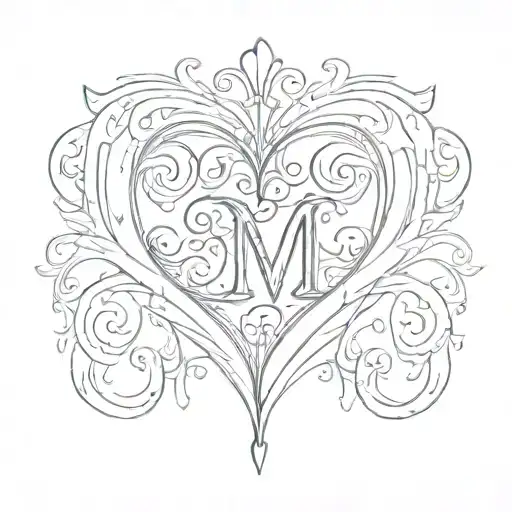 Heart With Initial 'D And M' Representing Your Love