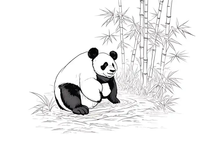 Panda In Bamboo Forest