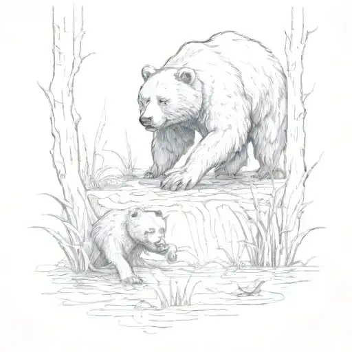 Young Bear In Swamp Monster Coming