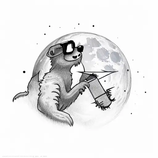 A Software Developer Coding Under A Full Moon