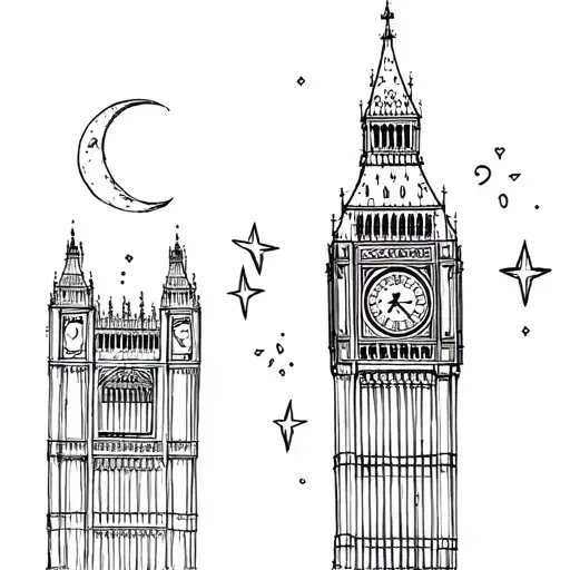 Big Ben With Crescent Moon Second Star To The Right With Pixie Dust Leading To The Second Star