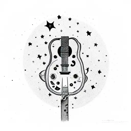 A Cosmic Guitar Player Under A Starry Sky