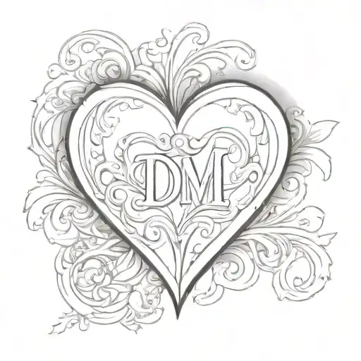 Heart With Initial Dm Representing Your Love