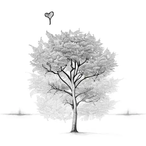 Realistic Tree With Heart Shaped Leaves