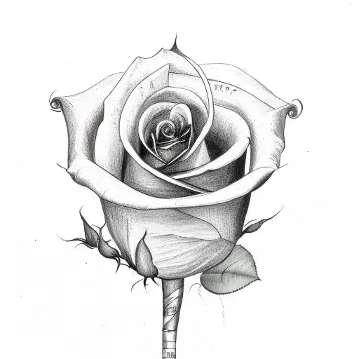 Upside Down Rose With Stem Transforming Into Ribbon