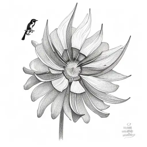 Alyssum Flower With A Bird Of Paradise Flower